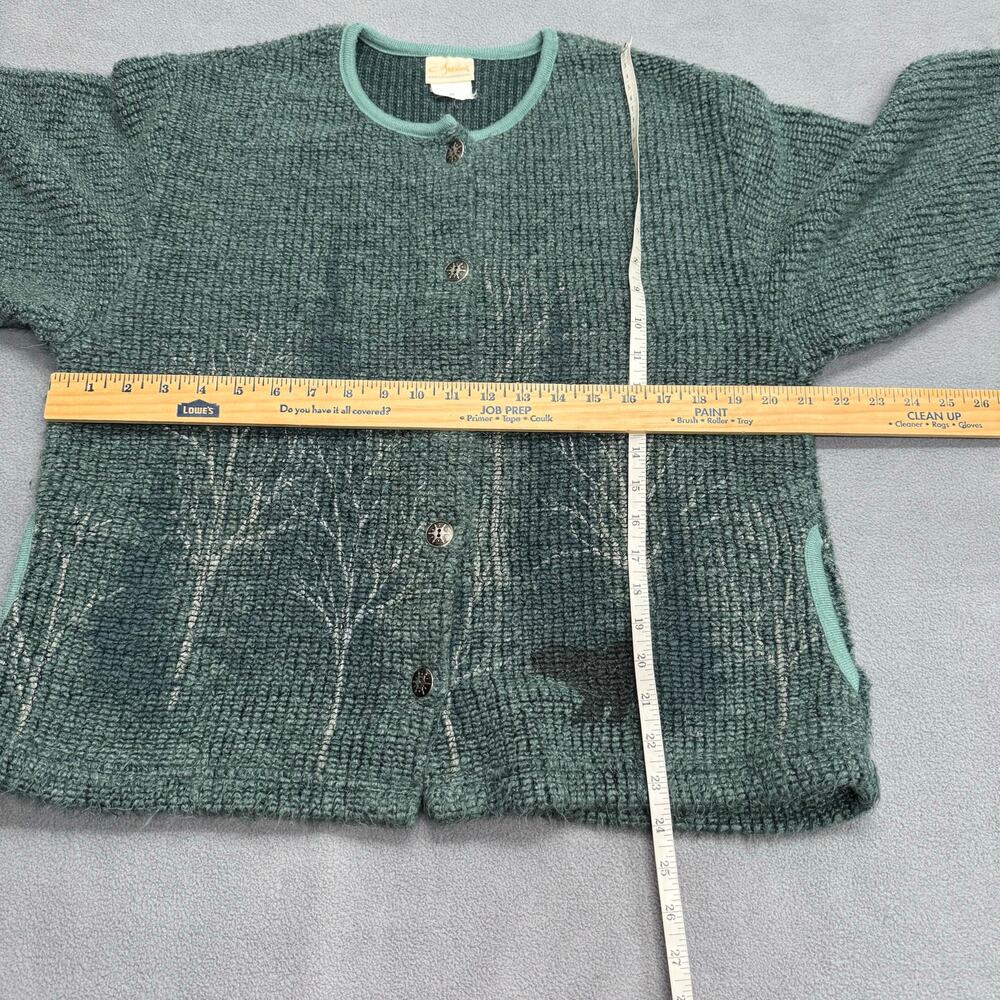 Vtg Artisans Cabincore Cottagecore Button‎ Front Cardigan Sweater Womens M Green - Picture 9 of 14